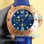 AAA Replica Panerai Submersible POLE 2 POLE 47mm Watches Blue Leather Strap